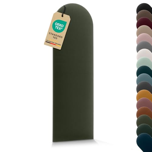 VELUYA Wandpolster Polsterplatte Rundbogen – Velours, Wandkissen 30 x 80 cm, Polsterpaneel, Oeko-TEX, Made in EU, Khaki T27 von VELUYA