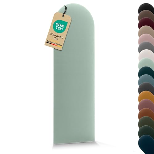 VELUYA Wandpolster Polsterplatte Rundbogen – Velours, Wandkissen 30 x 80 cm, Polsterpaneel, Oeko-TEX, Made in EU, Mintgrün T08 von VELUYA