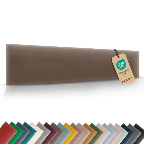 VELUYA Wandpolster Wandkissen Rechteck – Samt, Polsterplatte 100 x 20 cm, Polsterpaneele, Oeko-TEX, Made in EU, Blassbraun M15 von VELUYA