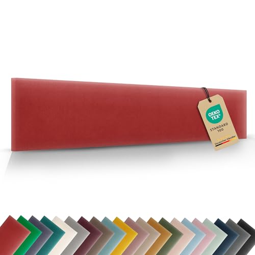 VELUYA Wandpolster Wandkissen Rechteck – Samt, Polsterplatte 100 x 20 cm, Polsterpaneele, Oeko-TEX, Made in EU, Orientrot M23 VELUYA Wandpolster Wandkissen Rechteck – Samt, Polsterplatte 100 x 20 cm, Polsterpaneele, Oeko-TEX, Made in EU, Orientrot M23 von VELUYA