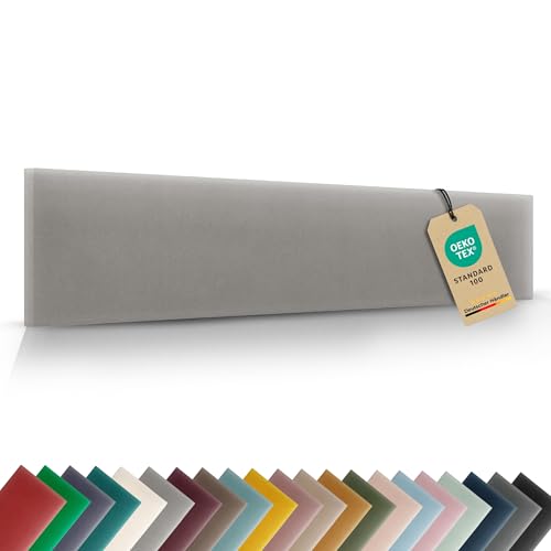 VELUYA Wandpolster Wandkissen Rechteck – Samt, Polsterplatte 50 x 15 cm, Polsterpaneele, Oeko-TEX, Made in EU, Grau M17 VELUYA Wandpolster Wandkissen Rechteck – Samt, Polsterplatte 50 x 15 cm, Polsterpaneele, Oeko-TEX, Made in EU, Grau M17 von VELUYA