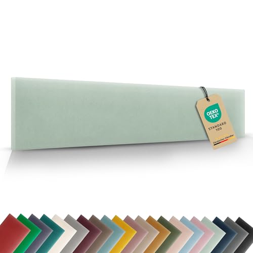 VELUYA Wandpolster Wandkissen Rechteck – Samt, Polsterplatte 60 x 15 cm, Polsterpaneele, Oeko-TEX, Made in EU, Mintgrün M05 von VELUYA