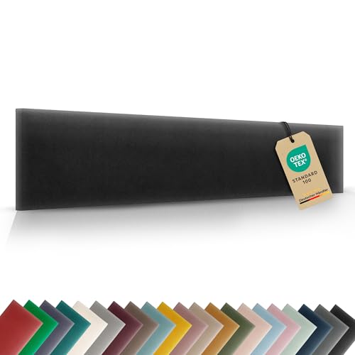 VELUYA Wandpolster Wandkissen Rechteck – Samt, Polsterplatte 60 x 15 cm, Polsterpaneele, Oeko-TEX, Made in EU, Schwarz M01 von VELUYA