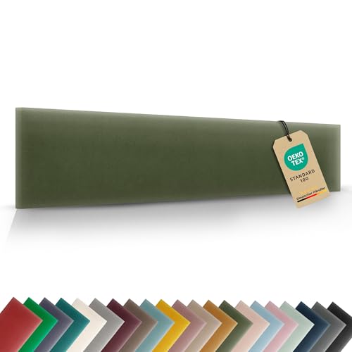 VELUYA Wandpolster Wandkissen Rechteck – Samt, Polsterplatte 60 x 30 cm, Polsterpaneele, Oeko-TEX, Made in EU, Khaki M09 VELUYA Wandpolster Wandkissen Rechteck – Samt, Polsterplatte 60 x 30 cm, Polsterpaneele, Oeko-TEX, Made in EU, Khaki M09 von VELUYA