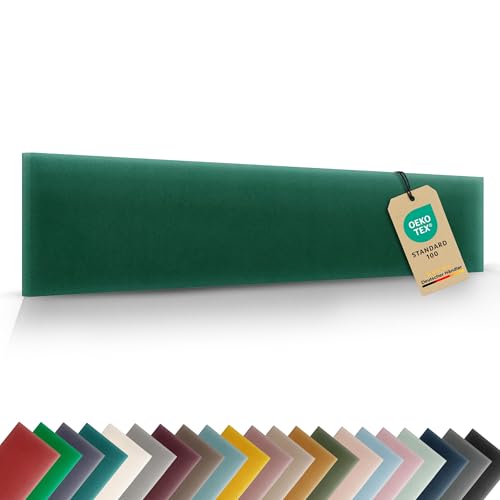 VELUYA Wandpolster Wandkissen Rechteck – Samt, Polsterplatte 70 x 15 cm, Polsterpaneele, Oeko-TEX, Made in EU, Dunkelgrün M04 von VELUYA