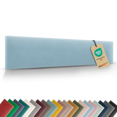 VELUYA Wandpolster Wandkissen Rechteck – Samt, Polsterplatte 70 x 15 cm, Polsterpaneele, Oeko-TEX, Made in EU, Hellblau M07 von VELUYA