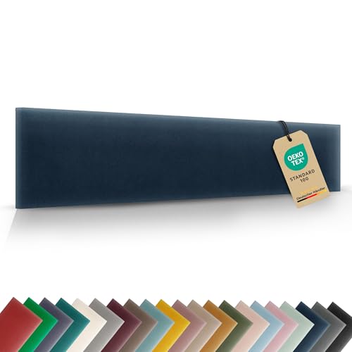 VELUYA Wandpolster Wandkissen Rechteck – Samt, Polsterplatte 90 x 30 cm, Polsterpaneele, Oeko-TEX, Made in EU, Dunkelblau M03 VELUYA Wandpolster Wandkissen Rechteck – Samt, Polsterplatte 90 x 30 cm, Polsterpaneele, Oeko-TEX, Made in EU, Dunkelblau M03 von VELUYA