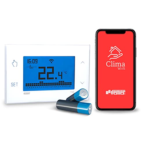 VEMER VE788600 TUO WiFi Batterie - Thermostat Heizung Smart Home, WLAN Raumthermostat, Wochenprogrammierung, Steuerbar mit APP über Smartphone mit iOS und Android, Weiß von VEMER