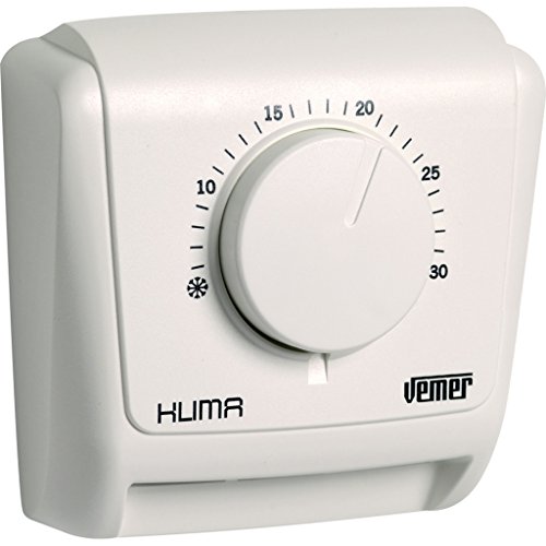 VEMER VE019600 KLIMA 3 - Mechanischer Raumthermostat, Heizungsthermostat, Thermostat mit Betrieb Heizung und Klimaanlage, Weiß von VEMER