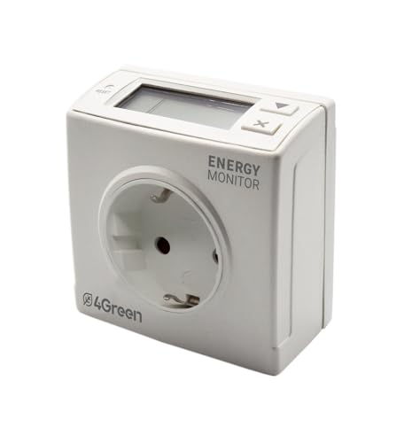 VEMER 4GREEN VE798700 ENERGY MONITOR - Stromzähler mit Schuko-Steckdose, Elektrischer Verbrauchsmesser für Haushaltsgeräte, Ideal zur Überwachung des Stromverbrauchs, Weiß von VEMER