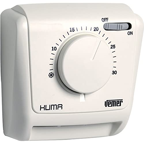 VEMER VE022000 Klima IN Mechanischer Raumthermostat, Heizungsthermostat, Thermostat mit Betrieb Heizung und Klimaanlage, EIN/AUS-Schalter, Weiß von VEMER