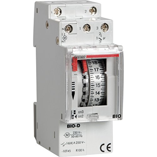VEMER VE087300 Bio-D Elektromechanisch Zeitschaltuhr mit Steckreitern mit Tagesprogrammierung, Montage DIN-Hutschiene, Hellgrau von VEMER