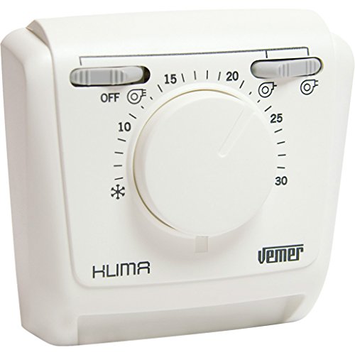 VEMER VE268900 Klima 3V Mechanischer Raumthermostat für Gebläsekonvektoren, Heizungsthermostat, 3-Gang-Wahlschalter, Off Schalter, Weiß von VEMER