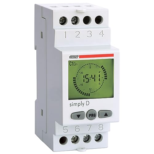 VEMER VE512000 Simply D Digital Zeitschaltuhr mit Täglicher Programmierung, Montage Hutschiene, Weiß, 2 DIN-Module von VEMER