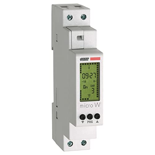 VEMER VE758200 Micro W - Digitale Zeitschaltuhr mit Wochenprogrammierung, Montage DIN-Hutschiene, Weiss, 1 DIN von VEMER