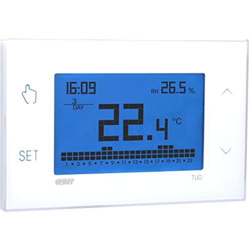 VEMER VE771600 TUO - Digital Heizungsthermostat, Thermostat mit Touchscreen-LCD-Anzeige, Stromversorgung 230V, Weiß von VEMER
