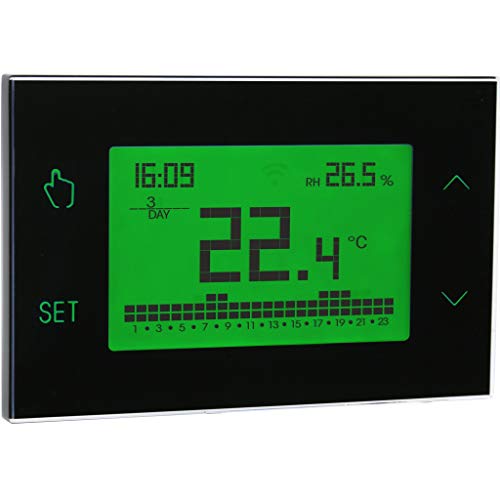 VEMER VE771700 TUO - Digital Heizungsthermostat, Thermostat mit Touchscreen-LCD-Anzeige, Stromversorgung 230V, Schwarz von VEMER