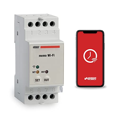 VEMER VE780700 MEMO WiFi - Astronomischer Zeitschaltuhr mit Wi-Fi, Stündliche oder astronomische Programmierung, WLAN Timer steuerbar über Smartphone über APP, Montage DIN-Hutschiene, Weiß von VEMER