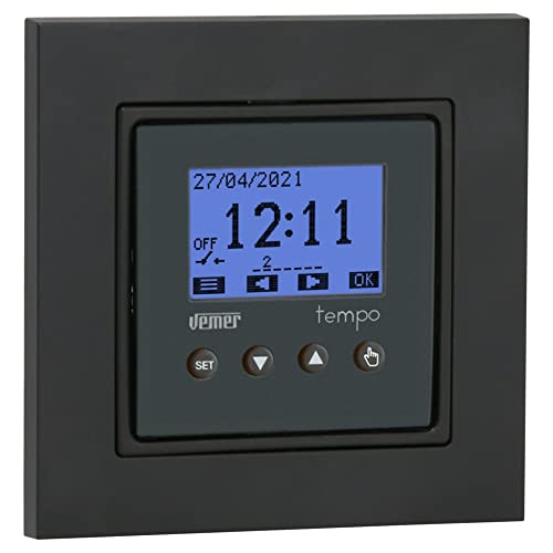 VEMER VE787501 TEMPO-INT - Digital Zeitschaltuhr mit Stunden oder Astronomische Programmierung, idealer Rolläden, Beleuchtung, Tore, Bewässerung Zeitschaltuhr, Montage auf Unterputzdose, Weiß und Grau von VEMER