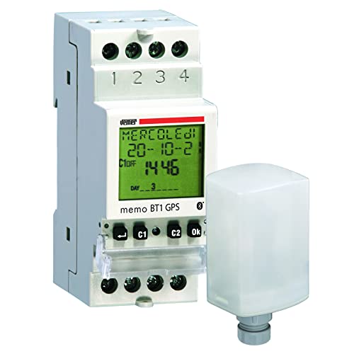 VEMER VE790000 Set Memo BT1 GPS - Set bestehend aus Astronomischer Zeitschalter + GPS-Modul, Bluetooth-Schnittstelle und Programmierung per APP direkt auf Smartphone und Tablet, 1 Kanal, weiß von VEMER