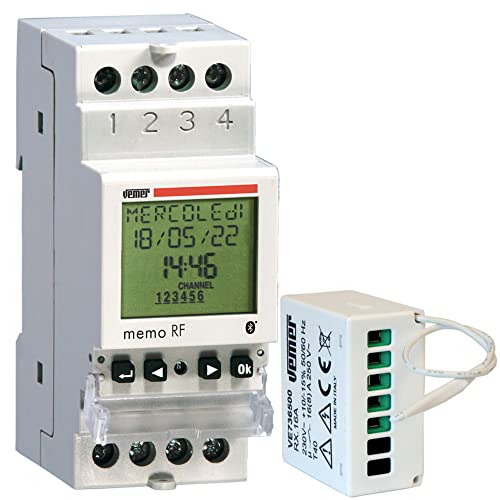 VEMER VE794800 Set MEMO RF - Set bestehend aus 1 Digitalschalter mit Stunden- oder Astronomieprogrammierung + 1 RF-Fernbedienung, weiß von VEMER