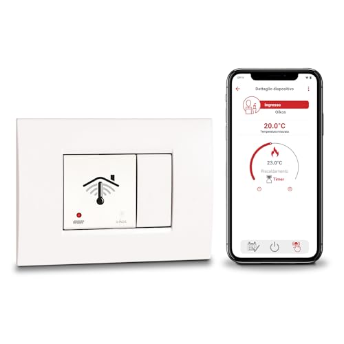 VEMER VE796000 OIKOS WiFi Unterputz-Thermostat mit 2 Modulen, Smart Thermostat mit APP, kompatibel mit Alexa und Google Home, Wochenprogrammierung, Stromversorgung 230 V, Weiß von VEMER