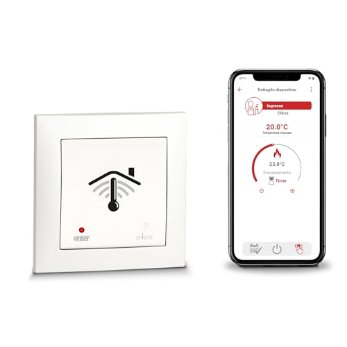 VEMER VE796001 OIKOS WIFI INT - Smart Home Thermostat Heizung, WLAN Raumthermostat für Fußbodenheizung, Steuerbar mit WIFI, und APP über Smartphone mit iOS und Android, Unterputzdose, 230V, Weiß von VEMER