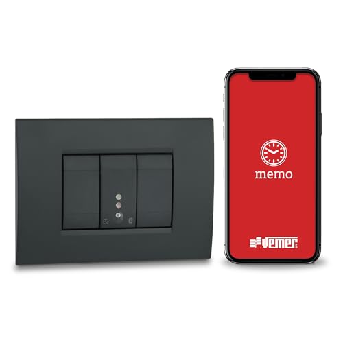 VEMER VE798300 Mini Time Digitaler Zeitschalter mit Bluetooth, 1 Modul, Timer mit Zeit- und Astronomik-Programmierung per App für Lichter, Tore, Rollläden, Grau von VEMER