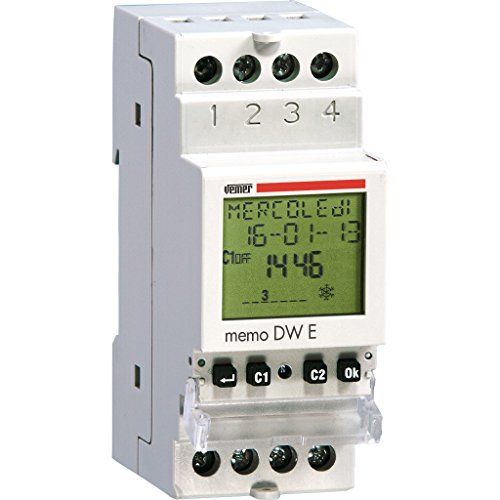 VEMER VP871800 MEMO DW E Digital Zeitschaltuhr mit täglicher oder wöchentlich Programmierung, Montage Hutschiene, Weiß, 2 DIN-Module von VEMER