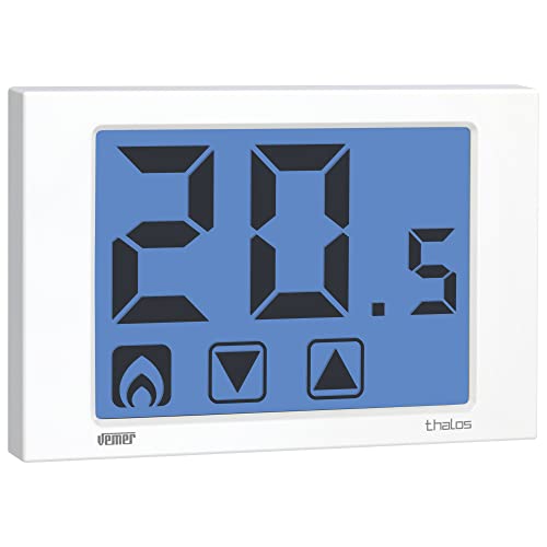 Vemer VE432100 THALOS Digital Heizungsthermostat, Thermostat mit Touchscreen LCD Display, Stromversorgung mit Batterien, Weiss von VEMER