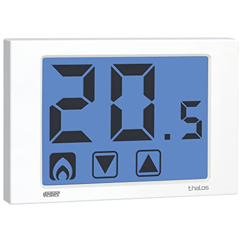 VEMER VE432100 THALOS - Digital Heizungsthermostat, Thermostat mit Touchscreen LCD Display, Stromversorgung mit Batterien, Weiss von VEMER