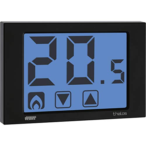 VEMER VE433900 THALOS - Digital Heizungsthermostat, Raumthermostat mit Touchscreen-LCD-Anzeige, Stromversorgung mit Batterien, Schwarz von VEMER