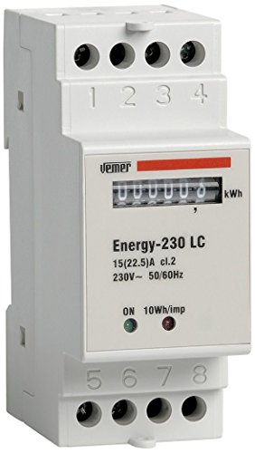 VEMER VN960100 ENERGY 230 LC - Elektromechanischer Stromzähler für einphasige Systeme, Strommessgerät, Installation DIN-Schiene, Weiß von VEMER