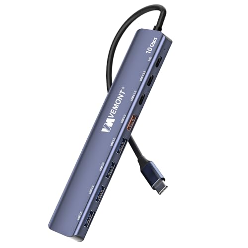 USB C Hub 10Gbps,VEMONT 7 in 1 Aluminium USB 3.1/3.2 Hub mit 2 USBC 3.2 & USBA 3.2 & 4 USBA 3.0 Ports,100w PD Charging,USB C Splitter Kompatibel mit MacBook/iPad/Laptop/Phones und USBC Geräten USB C Hub 10Gbps,VEMONT 7 in 1 Aluminium USB 3.1/3.2 Hub mit 2 USBC 3.2 & USBA 3.2 & 4 USBA 3.0 Ports,100w PD Charging,USB C Splitter Kompatibel mit MacBook/iPad/Laptop/Phones und USBC Geräten von VEMONT