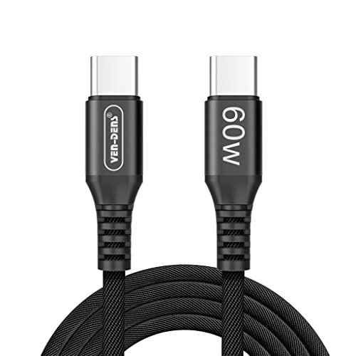 Oppo Find X5 / Find X5 Pro/Find X5 Lite Ladekabel, USB C auf USB C Kabel 60W (1.5M) USB C Ladekabel Nylon Geflochtenes Type C PD Schnellladekabel für Oppo Find X5 / X5 Pro / X5 Lite (Schwarz) von VEN-DENS
