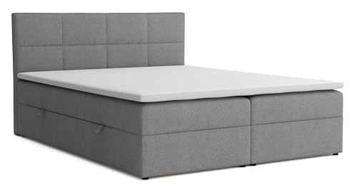 VENASI MÖBEL Boxspringbett mit Bettkästen und Matratze H2/H3 (Grau, 180 x 200 cm) Betty von VENASI MÖBEL