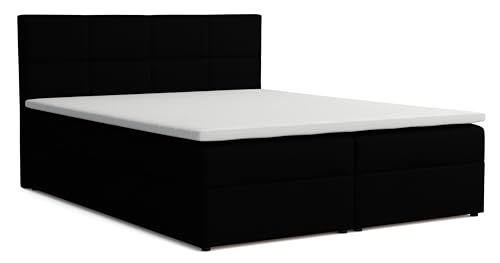 VENASI MÖBEL Boxspringbett mit Bettkästen und Matratze H2/H3 (Schwarz, 180 x 200 cm) Betty von VENASI MÖBEL