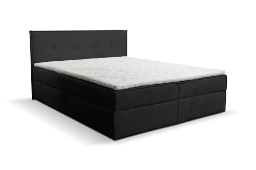 VENASI MÖBEL Boxspringbett mit Bettkasten Matratze H2/H3 und Topper CALIDO (Schwarz, 180 x 200 cm) von VENASI MÖBEL