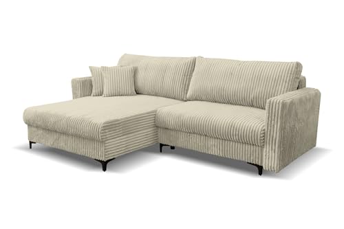 VENASI MÖBEL Ecksofa mit Schlaffunktion und Bettkasten, Sofa Eckcouch Schlafsofa L-Form Como (Beige) von VENASI MÖBEL