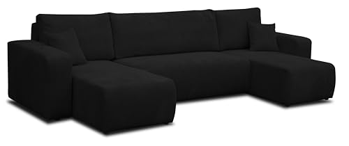 VENASI MÖBEL Ecksofa mit Schlaffunktion und Bettkasten Luna U-Form Sofa Eckcouch Schlafsofa (Schwarz) von VENASI MÖBEL