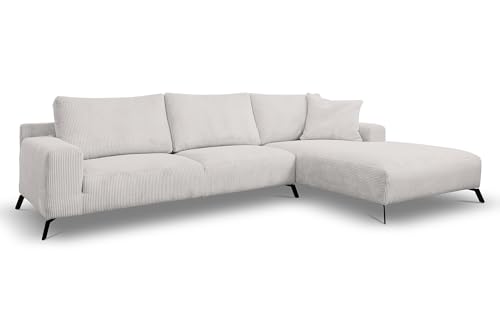 VENASI MÖBEL Ecksofa ohne Schlaffunktion Links/Rechts Sofa L-Form Eckcouch Couchgarnitur Couch Cordstoff (Beige, Rechts) von VENASI MÖBEL