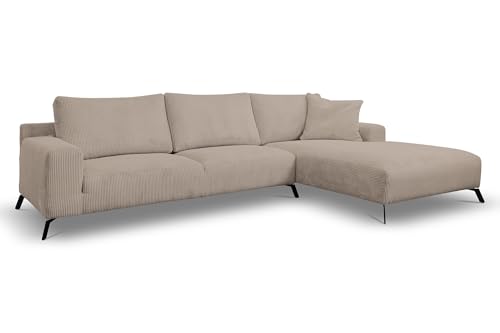 VENASI MÖBEL Ecksofa ohne Schlaffunktion Links/Rechts Sofa L-Form Eckcouch Couchgarnitur Couch Cordstoff (Cappuccino, Rechts) von VENASI MÖBEL