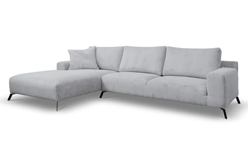 VENASI MÖBEL Ecksofa ohne Schlaffunktion Links/Rechts Sofa L-Form Eckcouch Couchgarnitur Couch Cordstoff (Hellgrau, Links) von VENASI MÖBEL