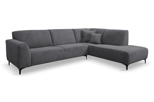 VENASI MÖBEL Ecksofa ohne Schlaffunktion Sofa L-Form Links/Rechts Eckcouch Couchgarnitur Couch (Dunkelgrau, Rechts) von VENASI MÖBEL