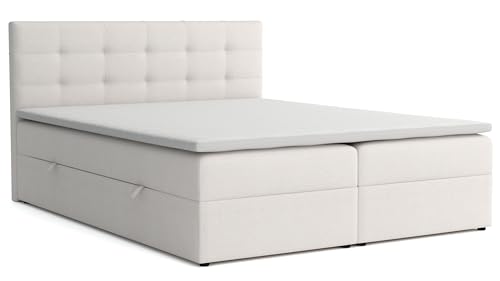 VENASI MÖBEL Jessa Boxspringbett mit Bettkästen H2/H3 Matratze und Topper (Beige, 180 x 200 cm) von VENASI MÖBEL