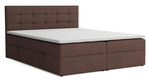 VENASI MÖBEL Jessa Boxspringbett mit Bettkästen H2/H3 Matratze und Topper (Braun, 160 x 200 cm) von VENASI MÖBEL