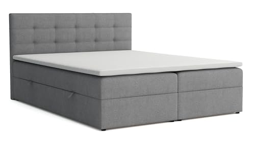 VENASI MÖBEL Jessa Boxspringbett mit Bettkästen H2/H3 Matratze und Topper (Grau, 160 x 200 cm) von VENASI MÖBEL