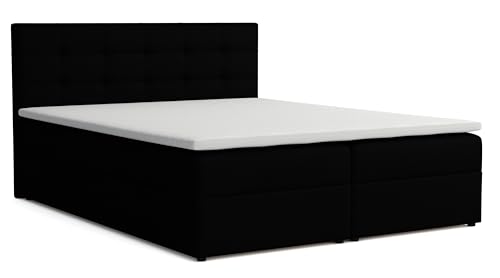 VENASI MÖBEL Jessa Boxspringbett mit Bettkästen H2/H3 Matratze und Topper (Schwarz, 160 x 200 cm) von VENASI MÖBEL