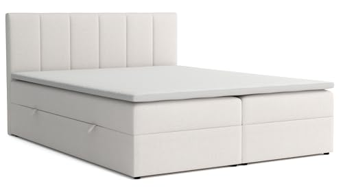 VENASI MÖBEL Lisa Boxspringbett mit Bettkästen H2/H3 Matratze und Topper (Beige, 140 x 200 cm) von VENASI MÖBEL