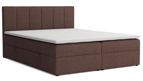 VENASI MÖBEL Lisa Boxspringbett mit Bettkästen H2/H3 Matratze und Topper (Braun, 160 x 200 cm) von VENASI MÖBEL